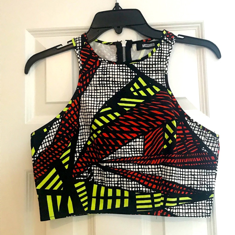 PRISTINE 💥 MISSGUIDED NEON PRINT CROP TOP